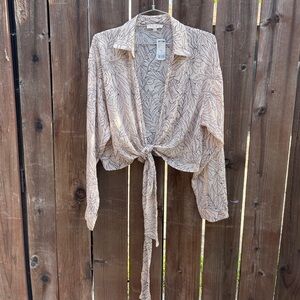 BLUSH | Women’s Sheer Plant Print Blouse NWT